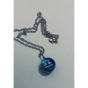 Libra BLUE GLOBE ZODIAC STAR SIGN HOROSCOPE NECKLACE